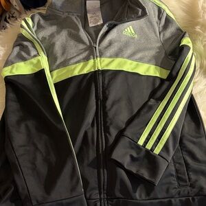 Adidas Kids Charcoal and Neon Green Jacket